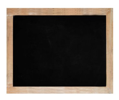 Empty chalkboard texture hang on the white wall. double frame from green board and white background. image for background, wallpaper and copy space. bill board wood frame for add text.