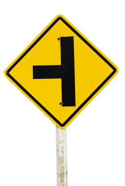 Yol işareti ile sarı ve beyaz