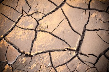 Çatlak toprak. Çöldeki kuraklıktan dolayı çamurla kaplanmış. Kuru toprak