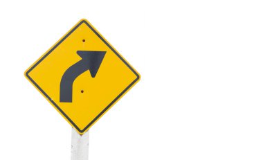 Doğal Alan ya da Meadow yolu üzerindeki kavisli yolu işaretle. Kırsal otoyolda sağa dönüş işareti uyarısı. İleride kıvrımlar gösteren yol işareti