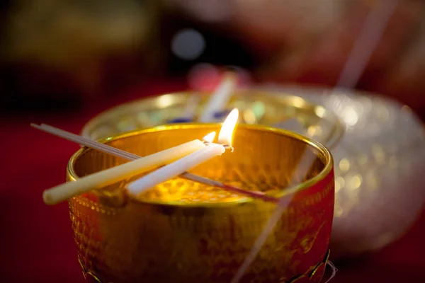 Velas Encendidas Iglesia — Foto de Stock