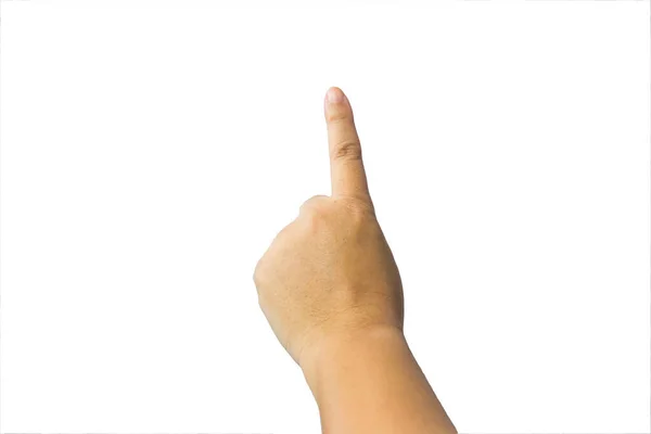Ręka Trzyma Pusty Znak Izolowany Białym Tle — Zdjęcie stockowe