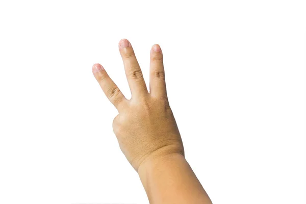 Mão Mãos Uma Mulher Isolado Fundo Branco — Fotografia de Stock
