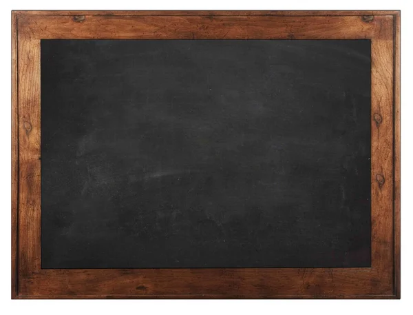 Empty Blackboard Black Chalk White Background — ストック写真