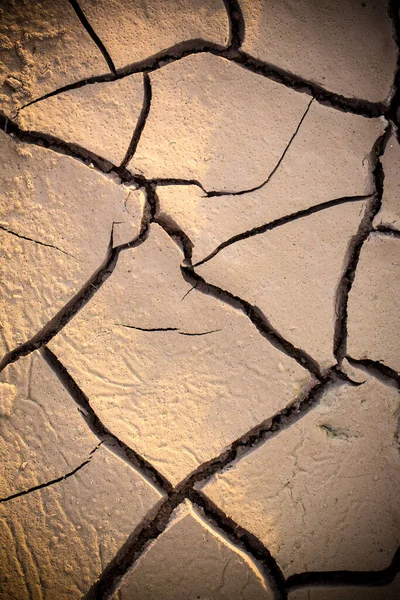 Terra Spaccata Fango Scoppiato Dalla Siccità Nel Deserto Terreno Secco — Foto Stock