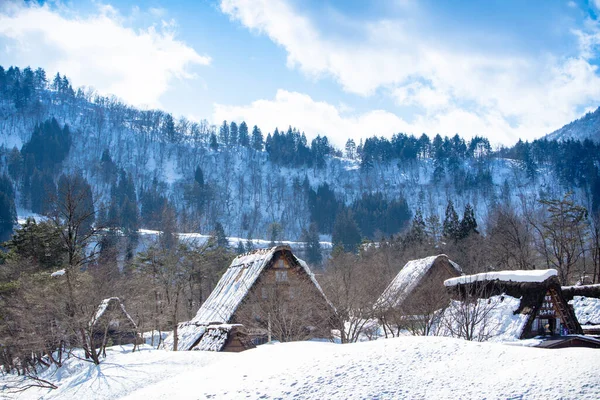 Pueblos Históricos Shirakawa Gokayama Vista Del Atardecer Japón Invierno Shirakawa — Foto de Stock