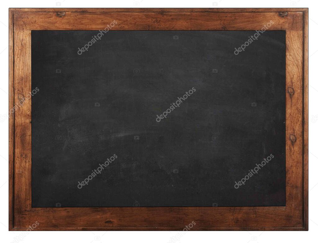 empty blackboard with black chalk on a white background