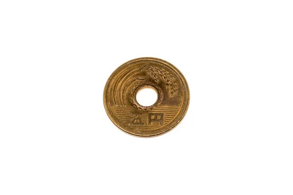 Золота Монета Японського Походження Білому Тлі Грошова Біржа Має Значення — стокове фото