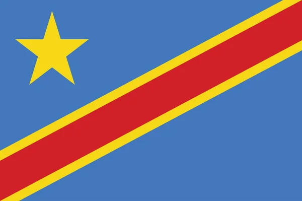 Bandera República Democrática Del Congo Colores Oficiales Proporción Correcta Bandera — Vector de stock