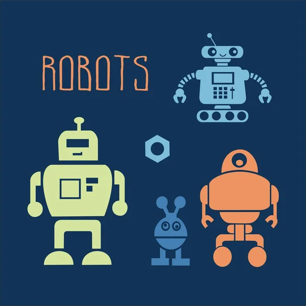 Zabawne Roboty Ilustracja Wektora — Wektor stockowy