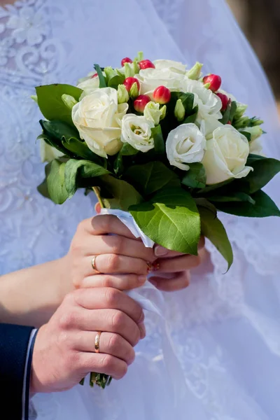 Ramo de novia, natural, rosa, estilo, manojo, día de fiesta, color, día — Foto de Stock