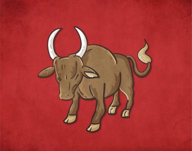 Vektör grafik büyük bir saçmalık. Uzun kavisli boynuzları olan büyük Evcil hayvan