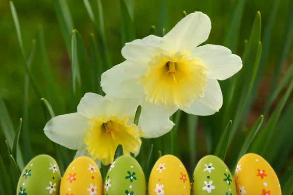 复活节彩蛋的绚丽色彩 意味着与基督教宗教有关的伟大新闻即将来临 但也即将来临 一年中最美丽的时刻 这是春天 因为它是大自然来到生命的时候 — 图库照片