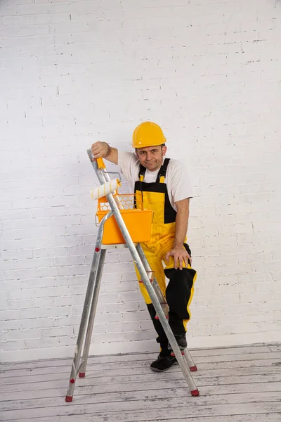 Professional Builder Ladder Compact Ready Work Any Time — Stock Photo, Image