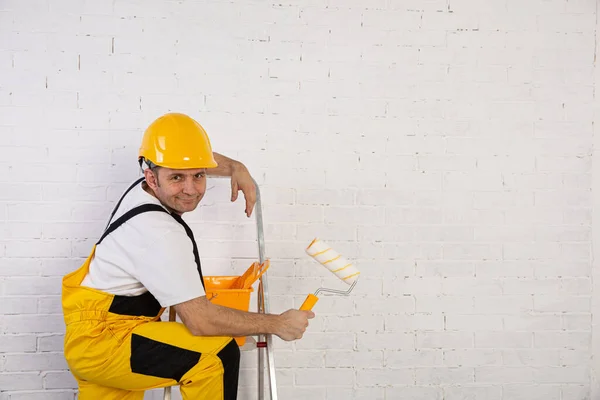 Professional Builder Ladder Compact Ready Work Any Time — Stock Photo, Image