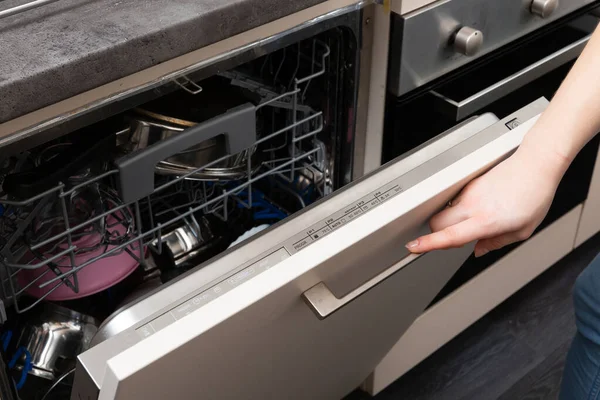 A dishwasher is a device that saves time, water and electricity and all dishes are thoroughly washed.