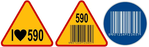 Código Barras Advertencia Información Señales Tráfico Orden — Vector de stock