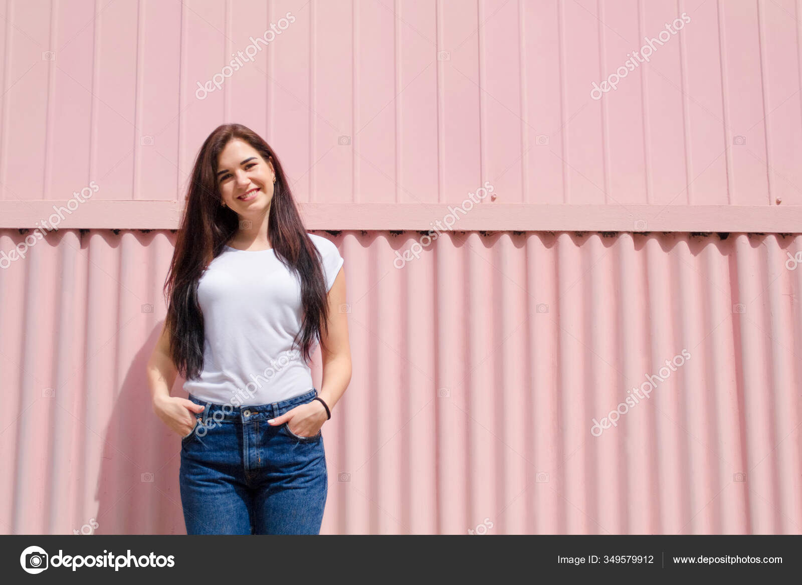 Cute Young Woman Long Straight Dark Hair White Shirt Blue Stock Photo By C Aleksissay Cute Young Woman Long Straight Dark Hair White Shirt Blue Stock Photo By C Aleksissay