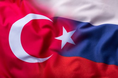 Turkey and Russia flag. World flag money concept. clipart