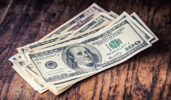 Dollars banknotes closeup. Cash Money American Dollars.Close-up view of stack of US dollars — Stock Photo, Image