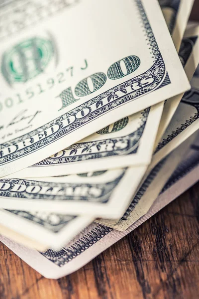 Dollars banknotes closeup. Cash Money American Dollars.Close-up view of stack of US dollars — Stock Photo, Image