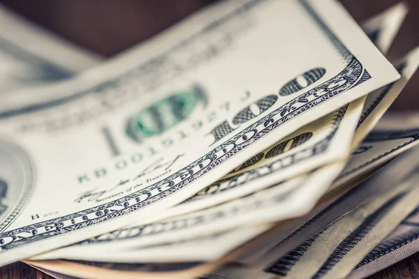 Dollars banknotes closeup. Cash Money American Dollars.Close-up view of stack of US dollars — Stock Photo, Image