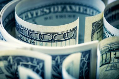 Dolar closeup haddelenmiş. Amerikan Doları nakit para. Yüz dolarlık banknotlar