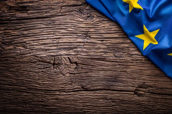 Vlag van de Europese Unie op oude houten achtergrond. EU vlag oude eiken achtergrond. Horizontale — Stockfoto