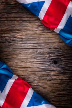 Amerika Birleşik Devletleri bayrağı eski ahşap zemin üzerinde. Eski meşe zemin üzerine Union Jack bayrak