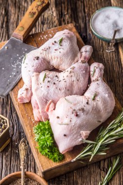 Tavuk budu. Çiğ tavuk budu Tuz karabiber ve otlar ile