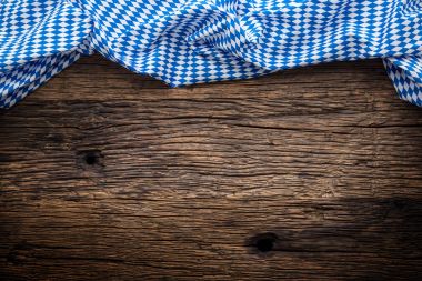 Oktoberfest. Mavi kareli masa örtüsü veya peçete tipik Alman Oktoberfest Münih Bira Festivali. Metin ürün veya bilgi için boş alan