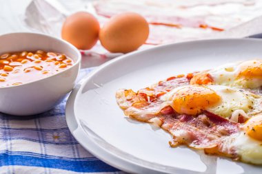 Jambon ve yumurta. Pastırmalı yumurta. Tuzlu yumurta ve kırmızı biber serpilir. İngiliz kahvaltısı