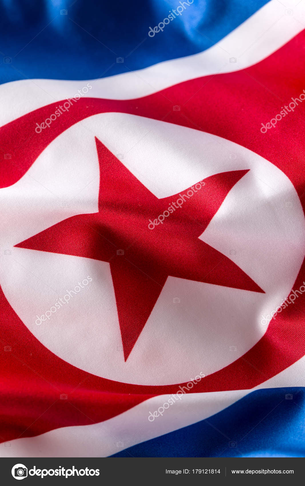 Drapeau de Corée du Nord. Drapeau coloré de Corée du Nord agitant