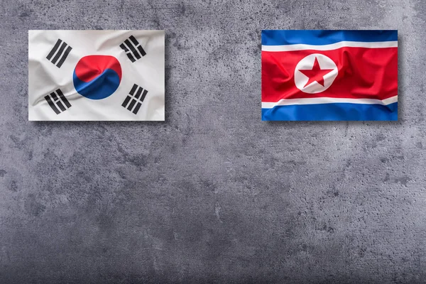 Nordkorea och Soutth korea flaggor. Nordkorea och Sydkorea — Stockfoto