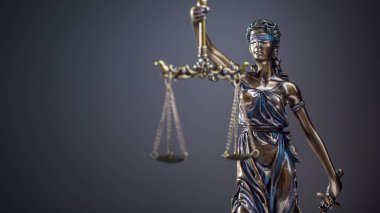 Tüzük adalet. Bronz heykel adalet holding ölçekler ve kılıç