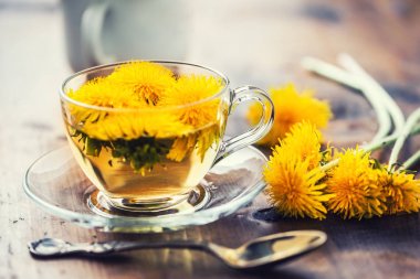 Dandelion çay rustik ahşap tablo