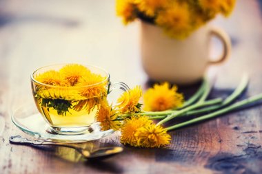 Dandelion çay rustik ahşap tablo