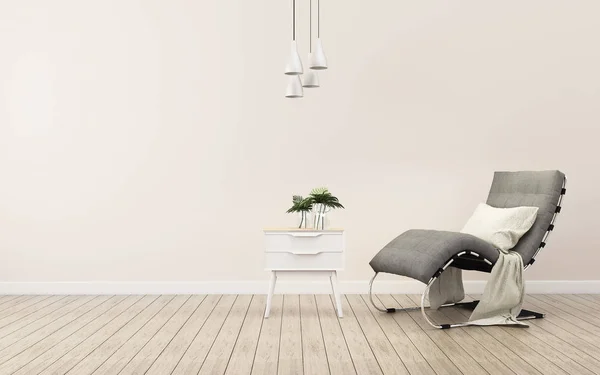 White room with a armchair. Living room interior. Scandinavian interior. -3d rendering