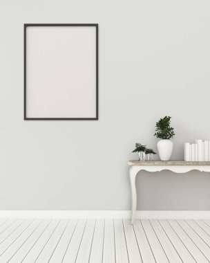 Masalı beyaz oda. Evde boş yer var. Modern iç tasarım. - 3D görüntüleme