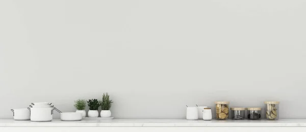 거실에 카운터 부엌에 부엌이요 현대의 인테리어 디자인 렌더링 — 스톡 사진