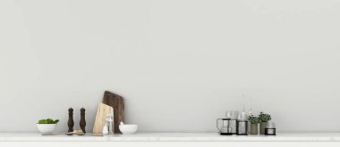 Apartman dairesi. Cam takımlı boş bir oda. Klasik iç tasarım. - 3D görüntüleme