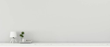 Evdeki ortak alan. Karşı resepsiyonlu beyaz oda. Modern iç tasarım. - 3D görüntüleme