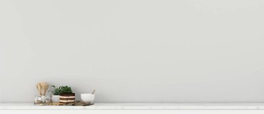 Mutfak odasının içinde tatlı ve mutfak gereçleri var. - 3D görüntüleme