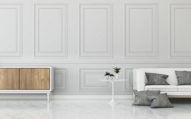 Arkaplanı olan rahat bir yer. Odanın duvarını ve ahşap zeminini dekore et. - 3D görüntüleme