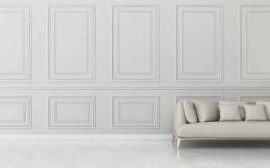 Sofa.Oturma odası. Oturma odasında ortak alan. Klasik iç tasarım. - 3D görüntüleme