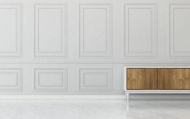 Duvar beyazı. Klasik tasarım. 3d oluşturma