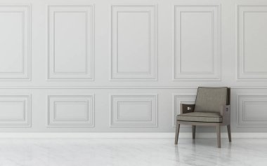 Deri koltuklu oturma odası. Çalışma odasında ortak alan. Modern iç tasarım. - 3D görüntüleme