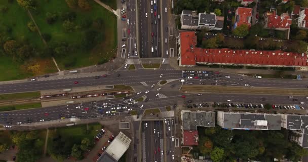 Aerial Overhead Shot of Driving Traffic — Vídeo de stock