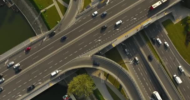 Overhead Aerial View Of Highway. Revealing Background — Stock Video