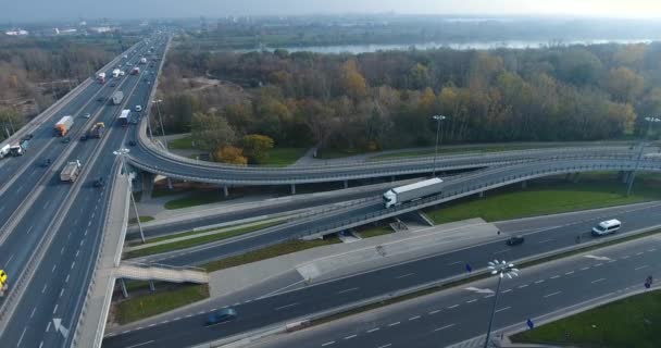 Smooth Aerial Shot Of A Highway — Stock Video